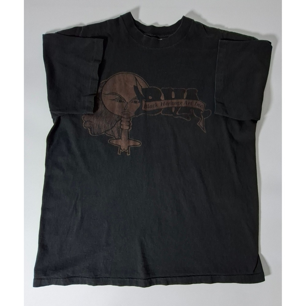 Vintage All American Wear Black Heritage Art Inc T-Shirt XL Single Stitch Cotton
